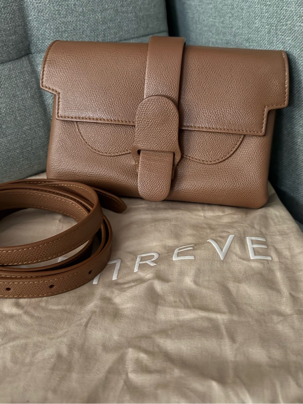SENREVE Aria Chestnut Pebbled Leather Belt Crossbody Bag